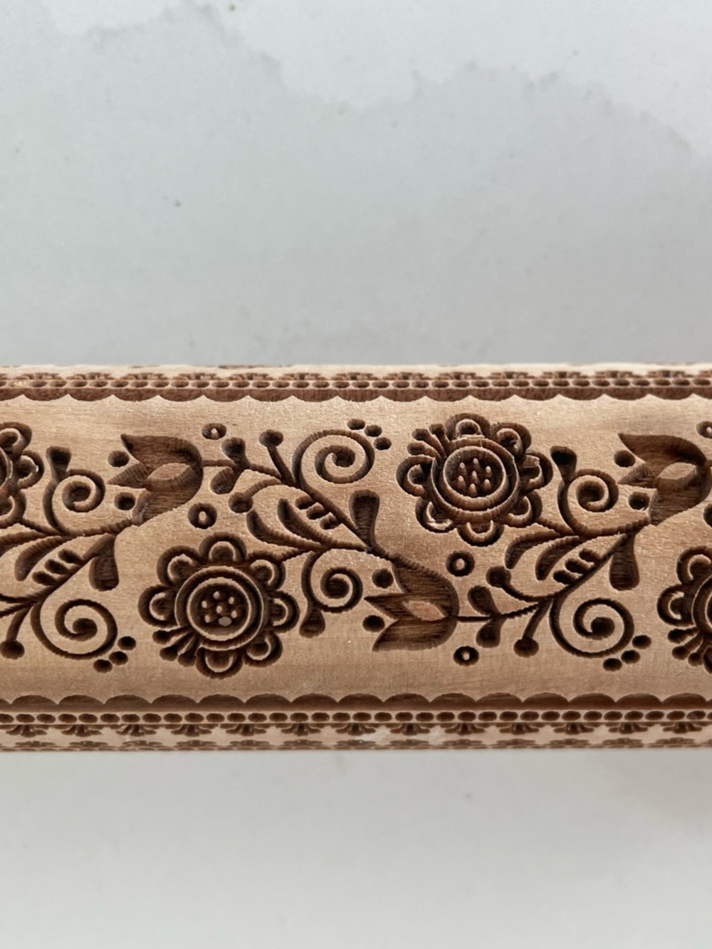 Vintage Embossed Wooden Rolling Pin